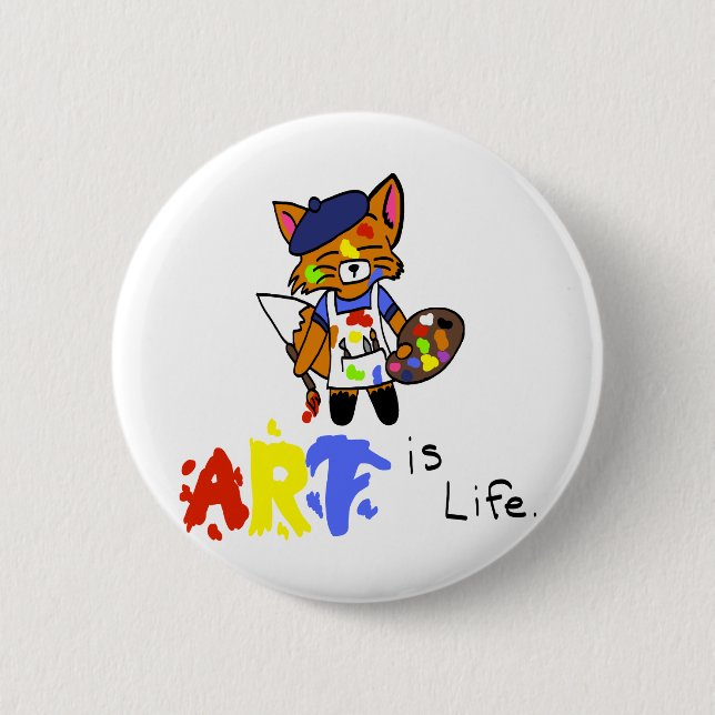 Fred the Fox- Artist 6 Cm Round Badge (Front)
