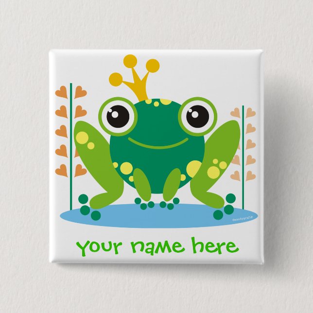 fred the froggy 15 cm square badge (Front)