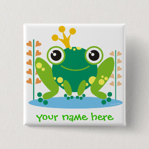 fred the froggy 15 cm square badge