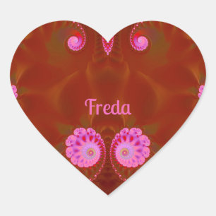 FREDA COOL! ~ PINK SPIN ~ Bright Design ~ Heart Sticker