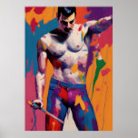 Freddie Mercury Digital Oil Painting Poster<br><div class="desc">Immerse yourself in the electrifying charisma of the legendary Freddie Mercury with this captivating digital oil painting portrait. With vibrant colours and meticulous attention to detail, this artwork brings out the essence of Freddie's powerful stage presence and iconic style. The absence of a shirt highlights his confident and unapologetic expression,...</div>