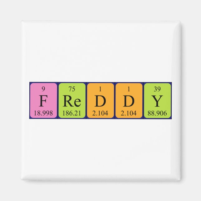 Freddy periodic table name magnet (Front)
