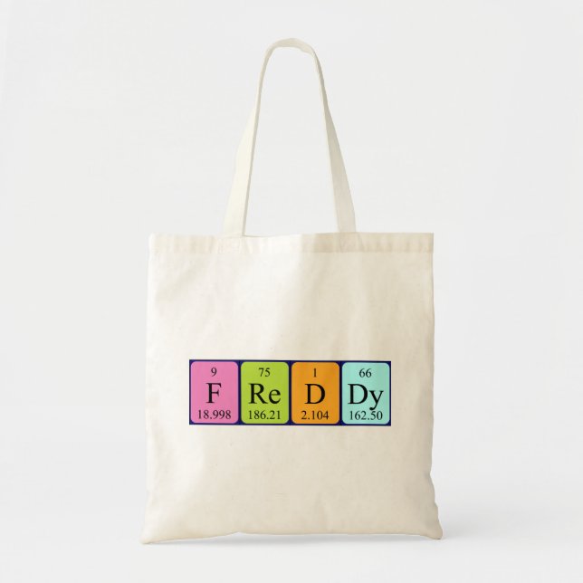 Freddy periodic table name tote bag (Front)
