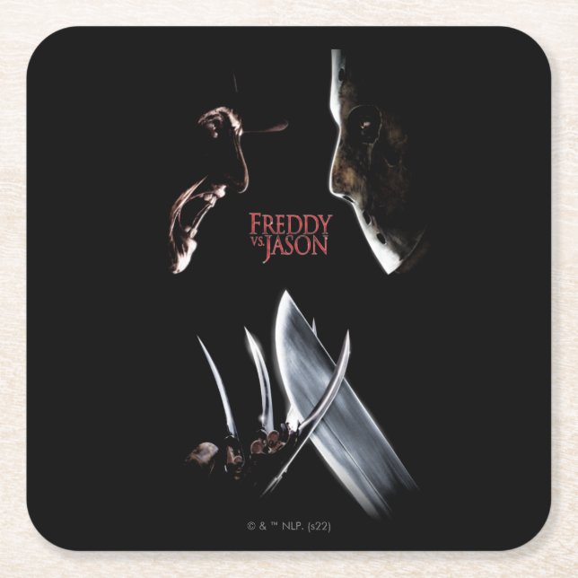 Freddy vs. Jason | Theatrical Poster Square Paper Coaster (Front)