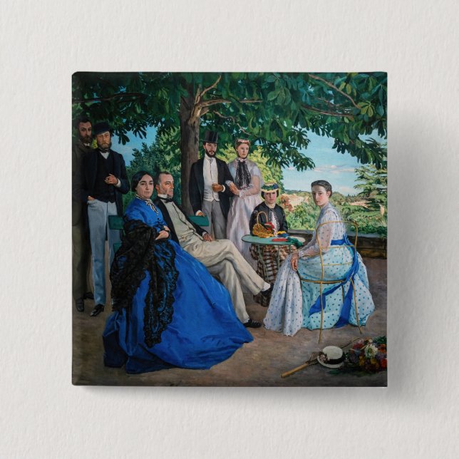Frederic Bazille - The Family Reunion 15 Cm Square Badge (Front)