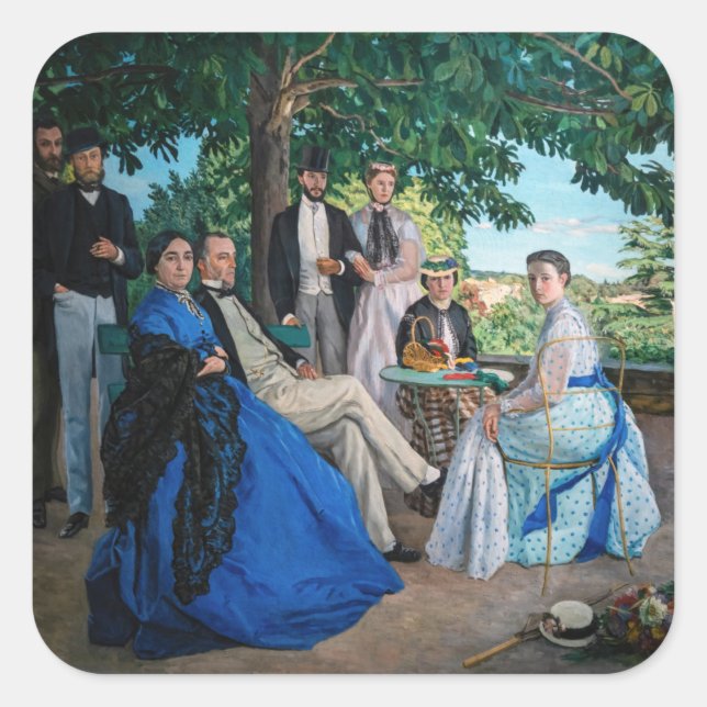 Frederic Bazille - The Family Reunion Square Sticker (Front)