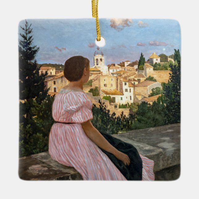 Frederic Bazille - The Pink Dress Ceramic Ornament (Front)