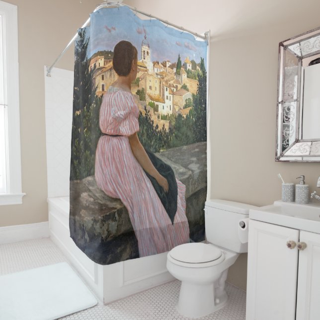 Frederic Bazille - The Pink Dress Shower Curtain (In Situ)
