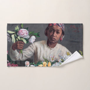 Frederic Bazille - Young Woman with Peonies Bath Towel Set