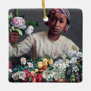 Frederic Bazille - Young Woman with Peonies Ceramic Ornament