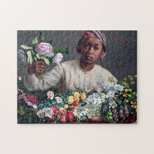 Frederic Bazille - Young Woman with Peonies Jigsaw Puzzle (Horizontal)