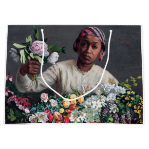 Frederic Bazille - Young Woman with Peonies Large Gift Bag