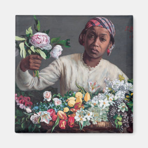 Frederic Bazille - Young Woman with Peonies Magnet