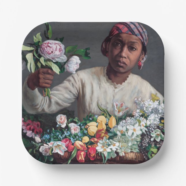 Frederic Bazille - Young Woman with Peonies Paper Plate (Front)