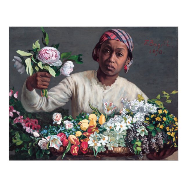 Frederic Bazille - Young Woman with Peonies Photo Print (Front)