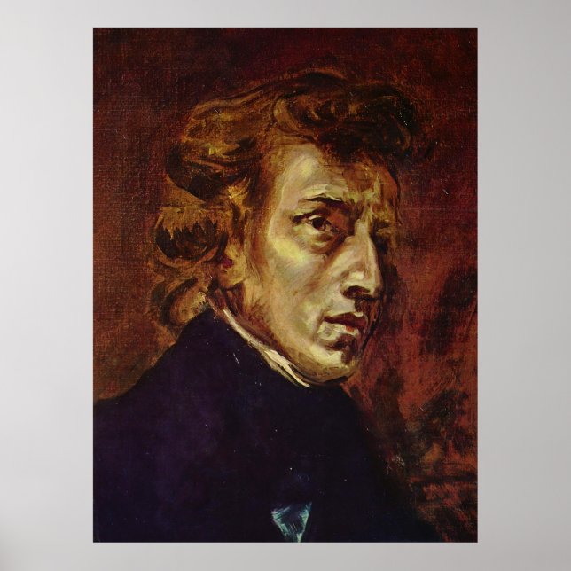 Frederic Chopin Portrait by Eugene Delacroix Poster (Front)