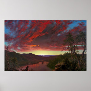 Frederic Church Sunset Wilderness Maine Painting Poster