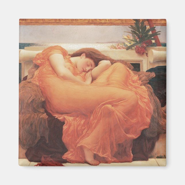 Frederic Lord Leighton Flaming June Square Art Magnet (Front)