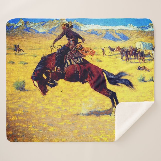 Frederic Remington A Cold Day On The Range Sherpa Blanket (Front (Horizontal))