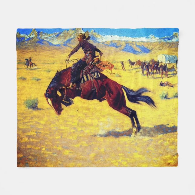 Frederic Remington A Cold Morning on the Range Fleece Blanket (Front (Horizontal))