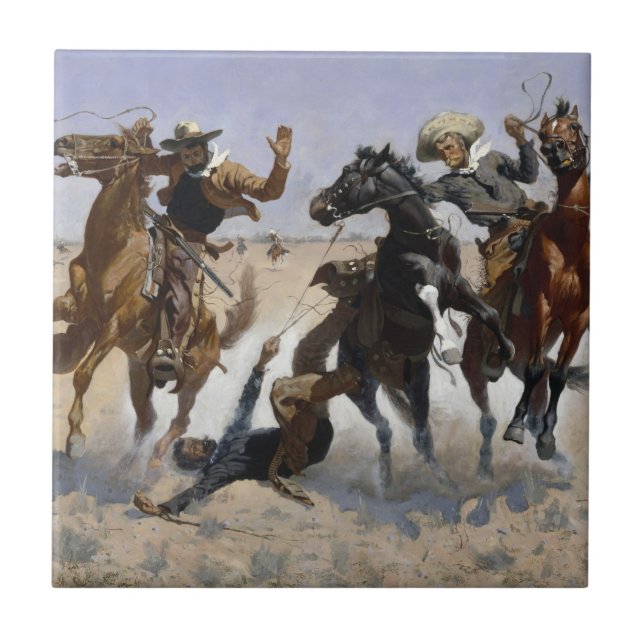 Frederic Remington - Aiding a Comrade Ceramic Tile (Front)