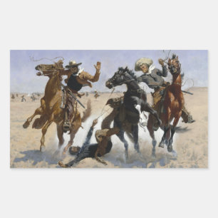 Frederic Remington - Aiding a Comrade Rectangular Sticker