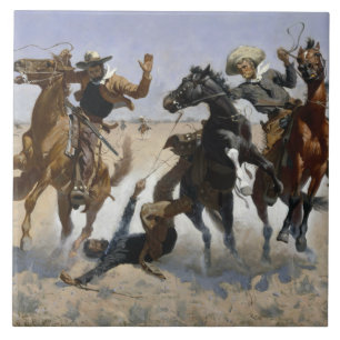 Frederic Remington - Aiding a Comrade Tile