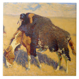 Frederic Remington Art Indians Simulating Buffalo Ceramic Tile