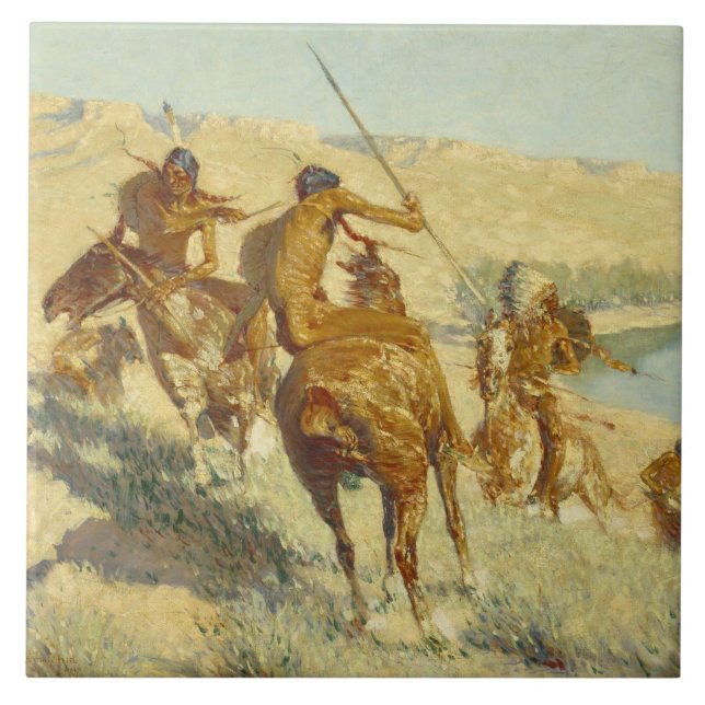 Frederic Remington - Episode of the Buffalo Gun Ceramic Tile (Front)