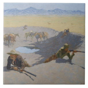 Frederic Remington - Fight for the Waterhole Tile