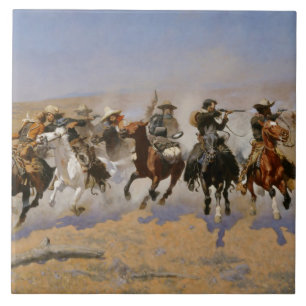 Frederic Remington Painting “Dash For The Timber” Tile