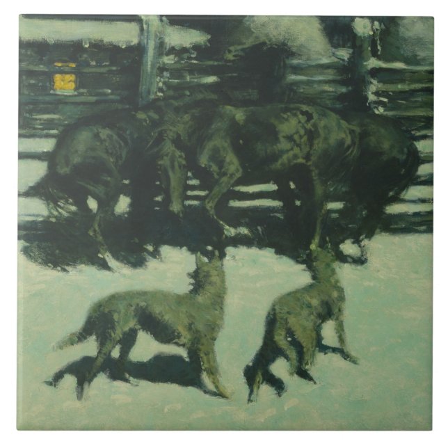 Frederic Remington - The Call for Help Ceramic Tile (Front)