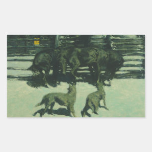 Frederic Remington - The Call for Help Rectangular Sticker