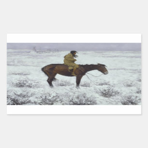 Frederic Remington - The Herd Boy Rectangular Sticker