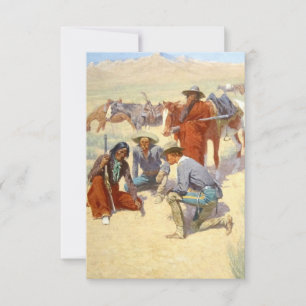 Frederic Remington Western Art “A Map In The Sand” Thank You Card
