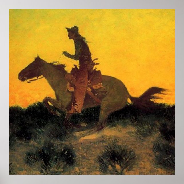 Frederic Remington Western Art “Against The Sunset Poster (Front)