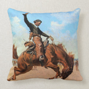 Frederic Remington Western Art “Bronco Buster” Cushion