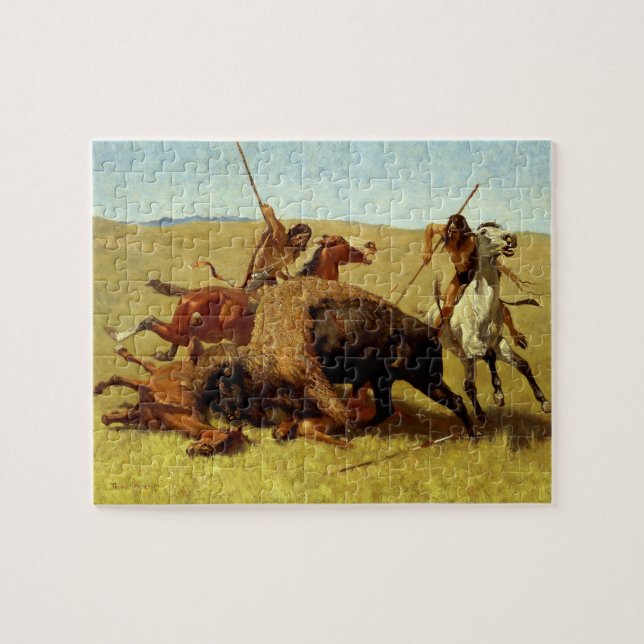 Frederic Remington Western Art “Buffalo Hunt” Jigsaw Puzzle (Horizontal)