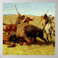 Frederic Remington Western Art “Buffalo Hunt”