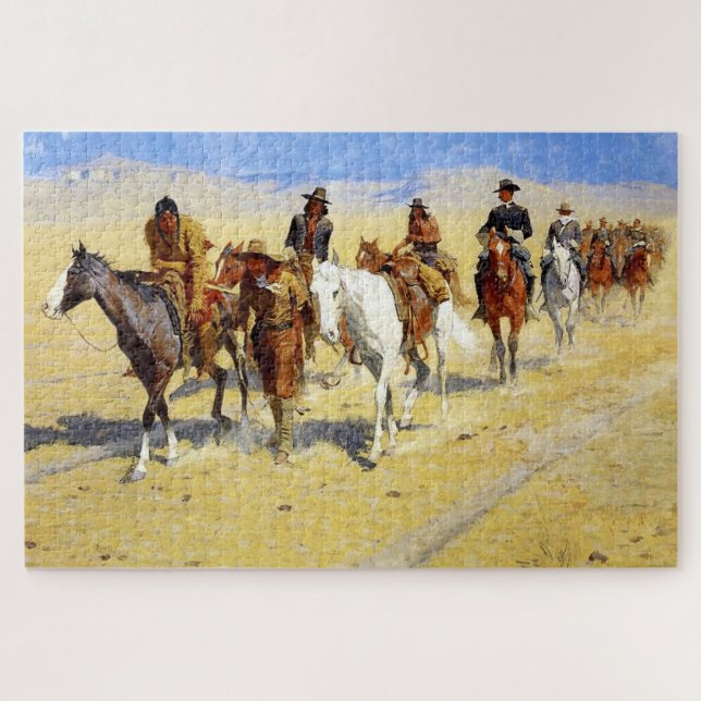 Frederic Remington Western Art “Pony Tracks” Jigsaw Puzzle (Horizontal)
