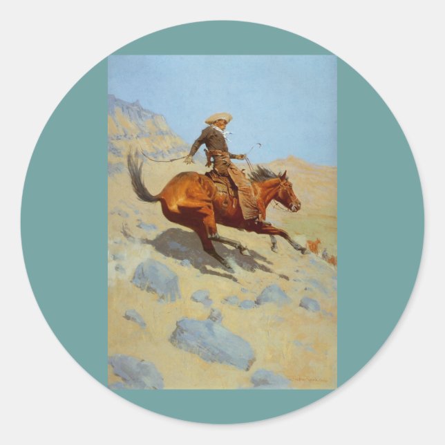 Frederic Remington's The Cowboy (1902) Classic Round Sticker (Front)