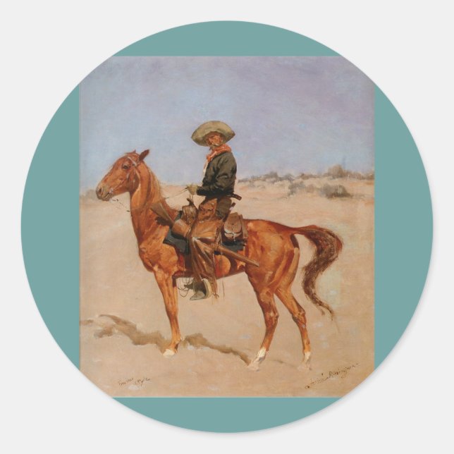 Frederic Remington's The Puncher (1895) Classic Round Sticker (Front)