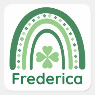 Frederica Name Clover Boho Rainbow Square Sticker