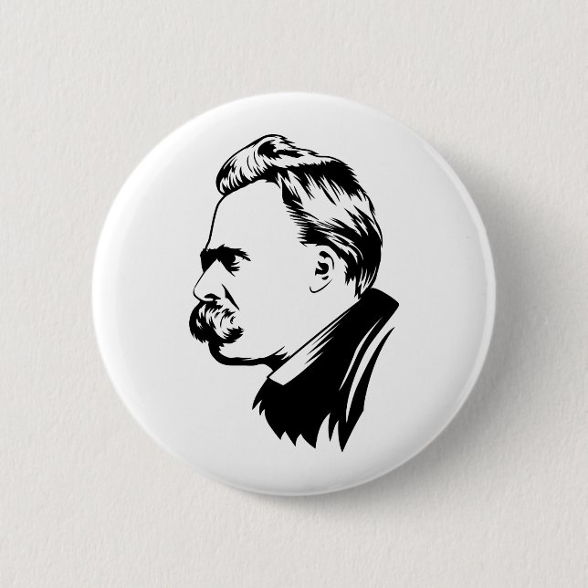 Frederich Nietzsche Portrait Button (Front)