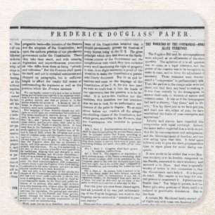 Frederick Douglas Newspaper Print Square Paper Coaster
