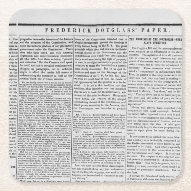 Frederick Douglas Newspaper Print  Square Paper Coaster (Front)
