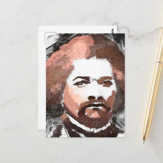 Frederick Douglass Gold Watercolor Painting Postcard (Front/Back In Situ)