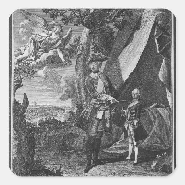 Frederick II  and His Nephew Frederick William Square Sticker (Front)