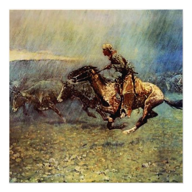 Frederick Remington Western Art “The Stampede” Photo Print (Front)