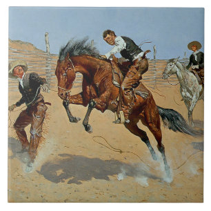 Frederick Remington Western Art “Turn Him Loose” Ceramic Tile